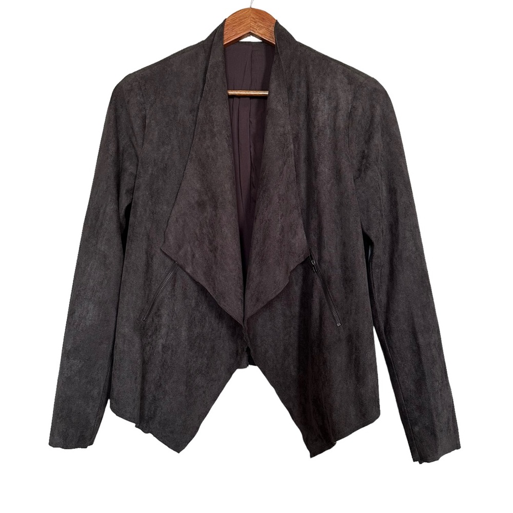 Victoria + Sophia Woman Sz S Open Draped Front Faux Suede Lined Jacket